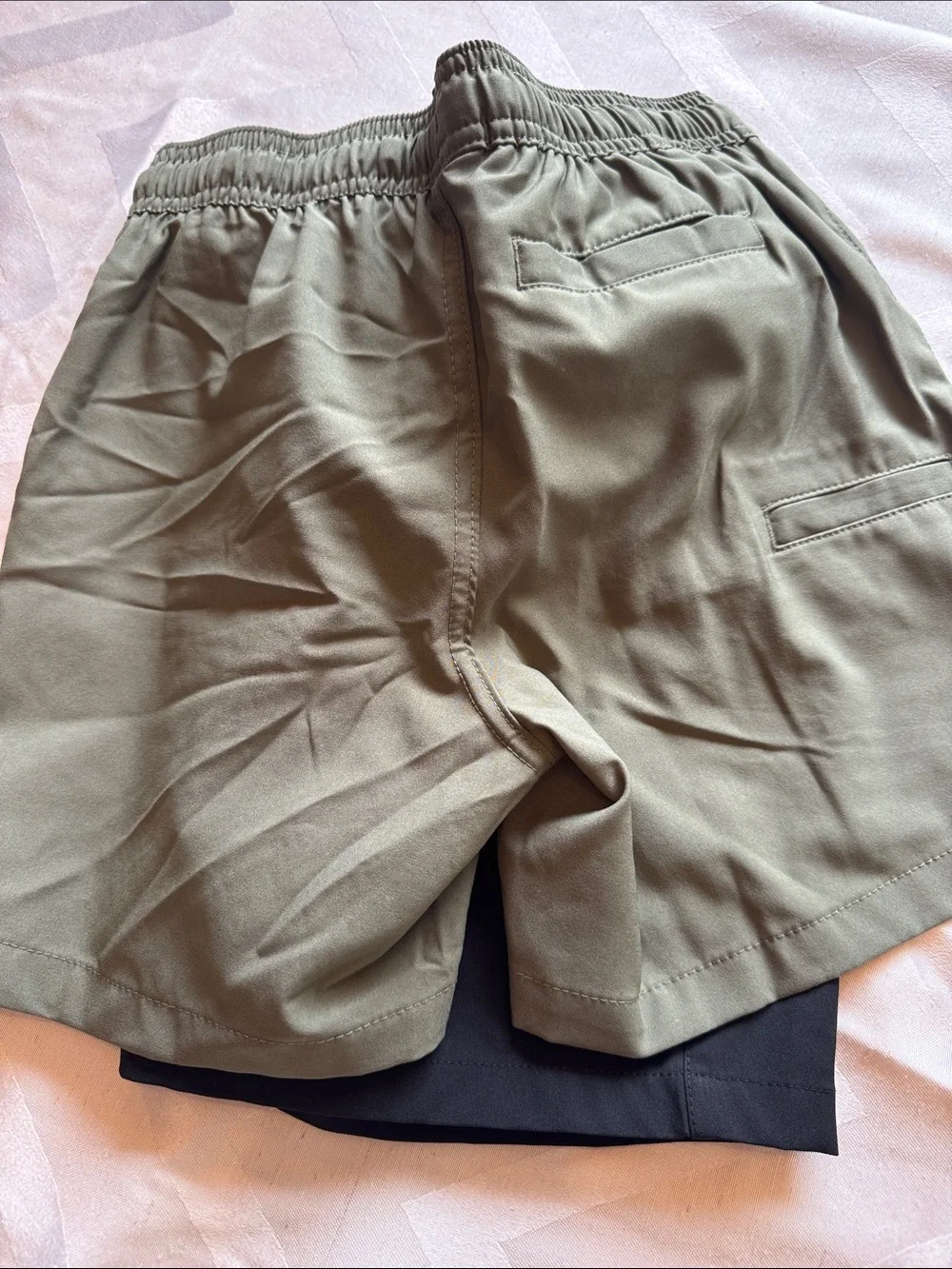 Huk Biys Olive Green + Black Hybrid Shorts